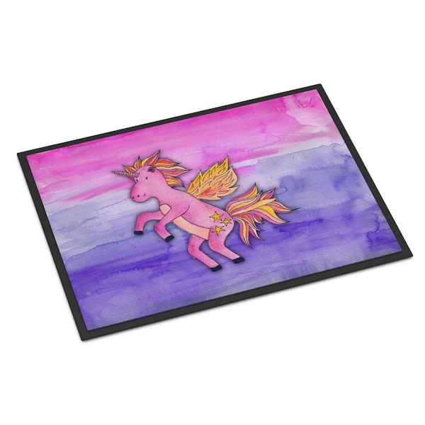 Carolines Treasures 24 x 36 in. Pink Unicorn Watercolor Indoor or Outdoor Mat BB7432JMAT - main
